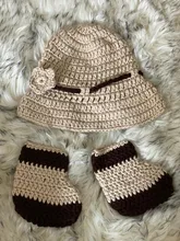 Accesorios de fotografía recién nacido hecho a mano, sombrero de ganchillo para bebé, conjunto de zapatos, disfraces de vaquero para recién nacido, accesorios para sesión de fotos de recuerdo