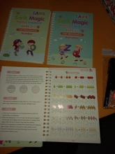 Libros mágicos reutilizables para niños, kit de escritura de caligrafía 3D, escritura de números en inglés, práctica mágica, 4 unidades