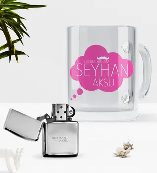 

Personalized Dear Dad Glass Mug Cup Gasoline Lighter Seti-2