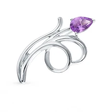 Серебряная брошь с аметистом SUNLIGHT проба 925