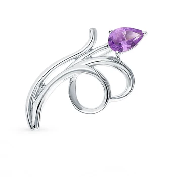 

Silver brooch with amethyst sunlight sample 925