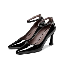 Женские туфли на высоком каблуке; ботильоны; цвет белый, черный; женские кожаные туфли-лодочки на каблуке 8,5 см - Цвет: Черный