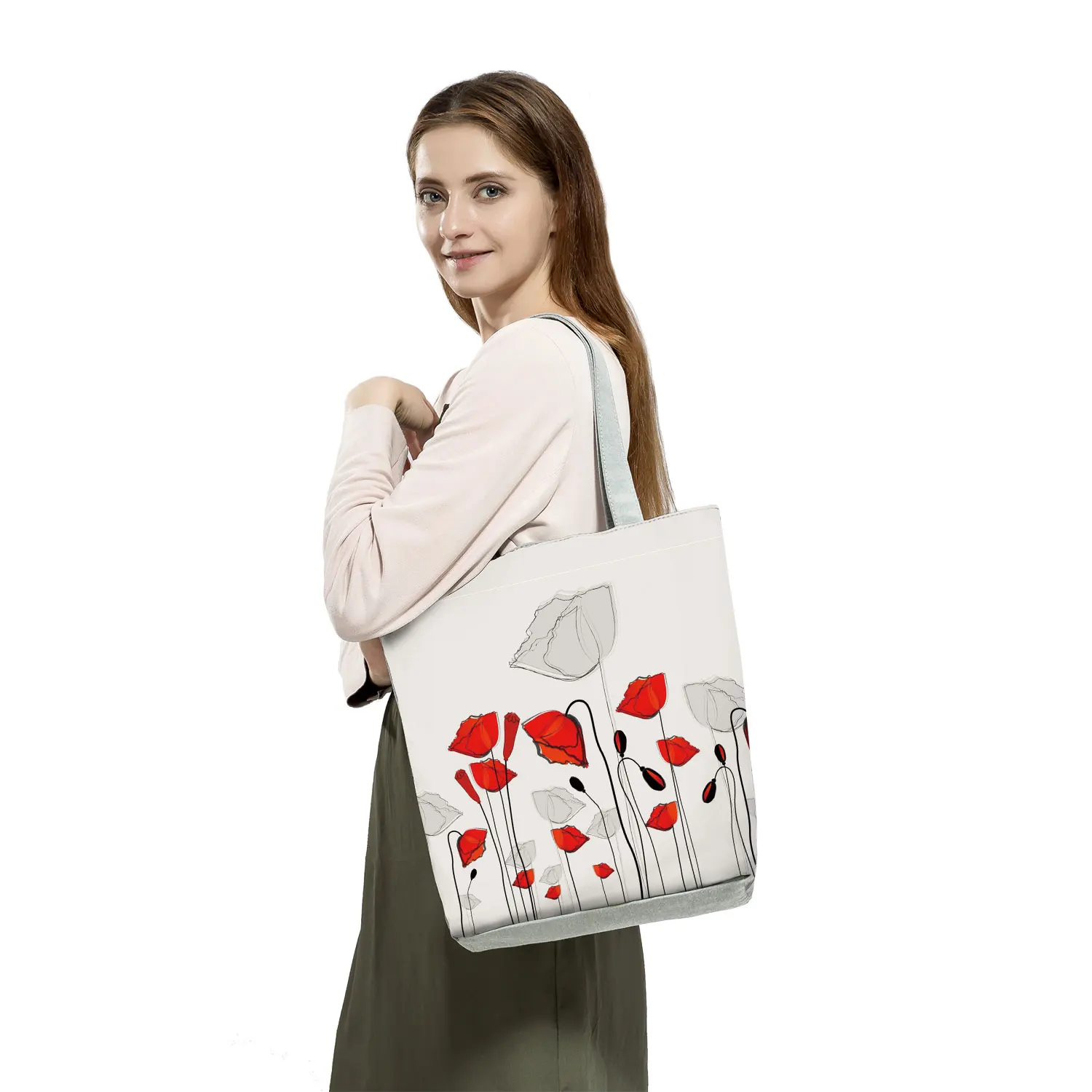 Women Printed Wine Lady Tote Casual 2022 New Cartoon Fashion Print Handbag Eco Reusable Shopping Bag Travel Storage Shoulder Bag