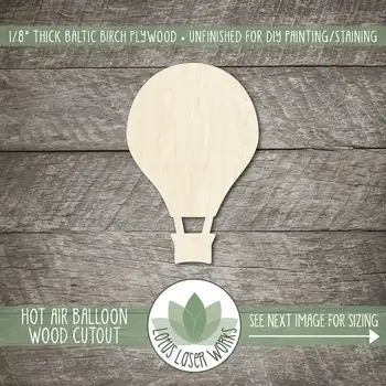 

Wood Hot Air Balloon Cutout, Wooden Blank Shapes, Laser Cut Hot Air Balloon