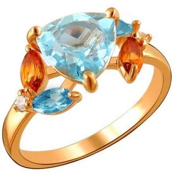 

Esthete ring with topaz, citrine and cubic zirconia in red gold