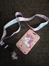 Soporte para tarjeta de identificación para mujer, funda para tarjeta de identificación con cordón, bonito unicornio, bonitas flores para el Campus, bolsa con nombre