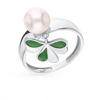 

Silver ring with pearls and sunlight enamel sample 925 test