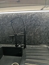 QUYANRE Grifo de cocina con resorte Blackend, pulverizador lateral extraíble, grifo mezclador con mango doble, grifo de fregadero con rotación de 360 para Cocina