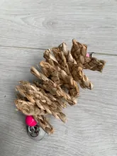 Jaula colgante de madera Natural para morder, juguete de pájaro, loro, masticable, juguetes con cascabel, regalo de Navidad, 1 unidad