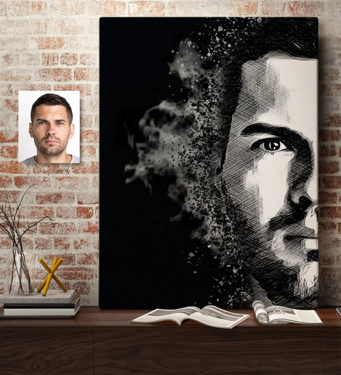 

Personalized Male Abstract Charcoal Design Canvas Print (50x70 cm.) 3
