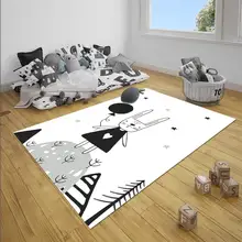 Черный белый милый кролик воздушные шары звезды 3d печать нескользящие микрофибры Детские украшения для детской комнаты коврик