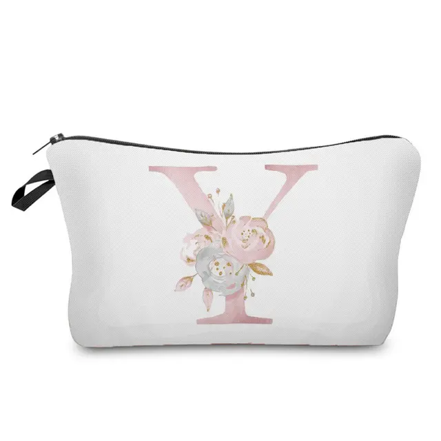 Flowers Alphabet Printed Cosmetic Bags  Bridal Party Make Up Bags Pouch Necessaries Lady Tote Bride Bridesmaid Proposal Gift hz2421