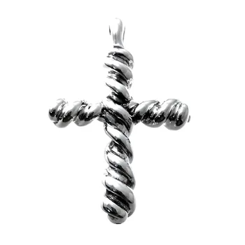 

Pendant 925 Sterling silver m cross electroforming 50mm. Smooth Shapes spiral