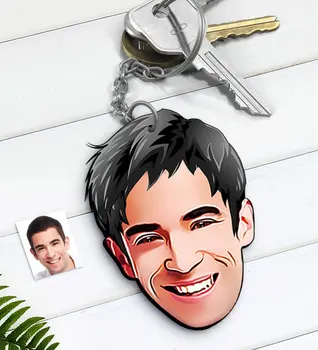 

Personalized Men 'S Face Caricature Of Wood Anahtarlık-2