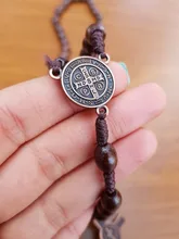 Chain Necklace Jewelry Rosary-Bead Woven-Rope Cross-Pendant Christ Religious Orthodox