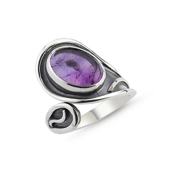 

Silver 925 Sterling Amethyst Stone Handwork Ring