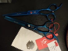 Tijeras profesionales grandes de 7,0 pulgadas para corte de peluquería, tijeras de adelgazamiento de 6,5 pulgadas, para barbería, JP440C, color azul, A0132A