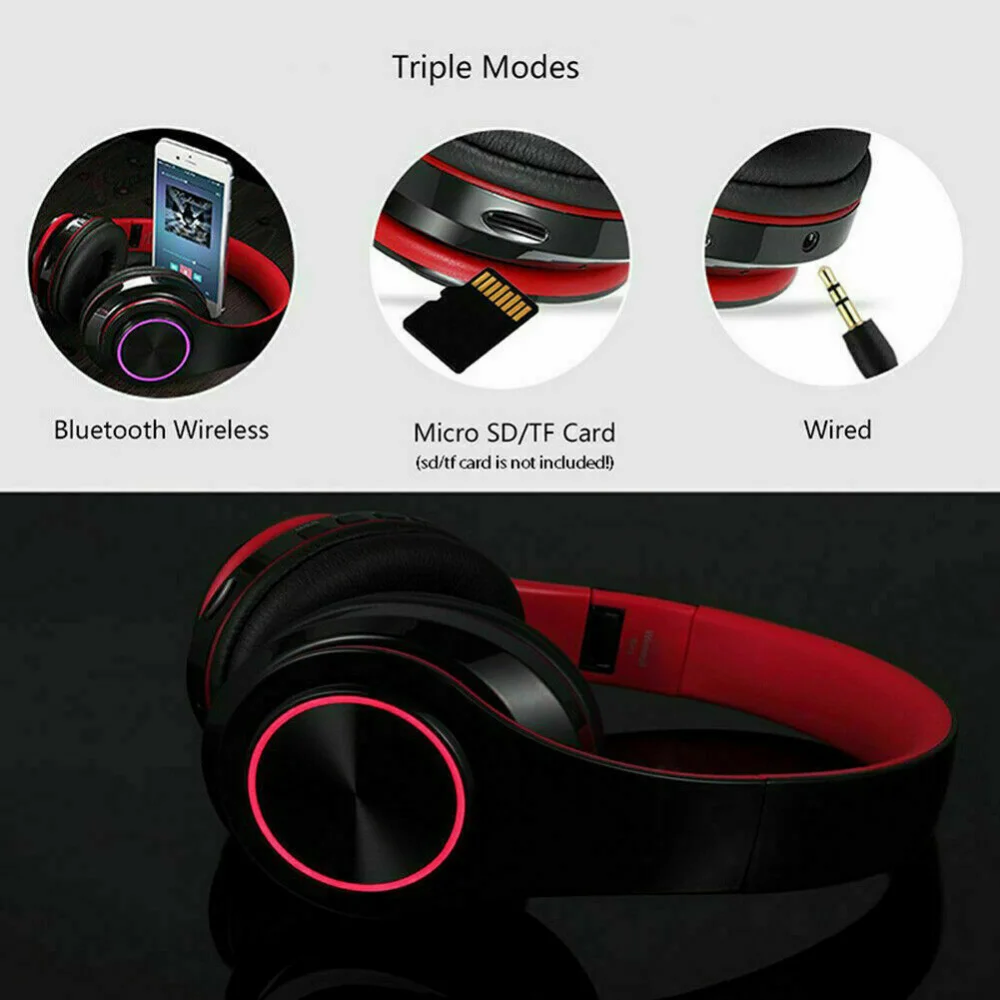 PinZheng Bluetooth Earphones Dual Stereo Wireless Headphones For Smartphone With Mic Headset LED Light Sport Gaming Headphones