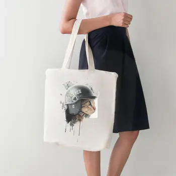 

Angemiel Bag Police Cat Big Shopping Beach Tote Bag