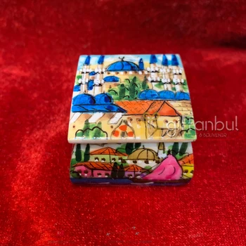 

Turkish Bone Box Jewellery Box Ring Box Wedding Ceremony Proposal Handmade Hand Painted Square Box Women