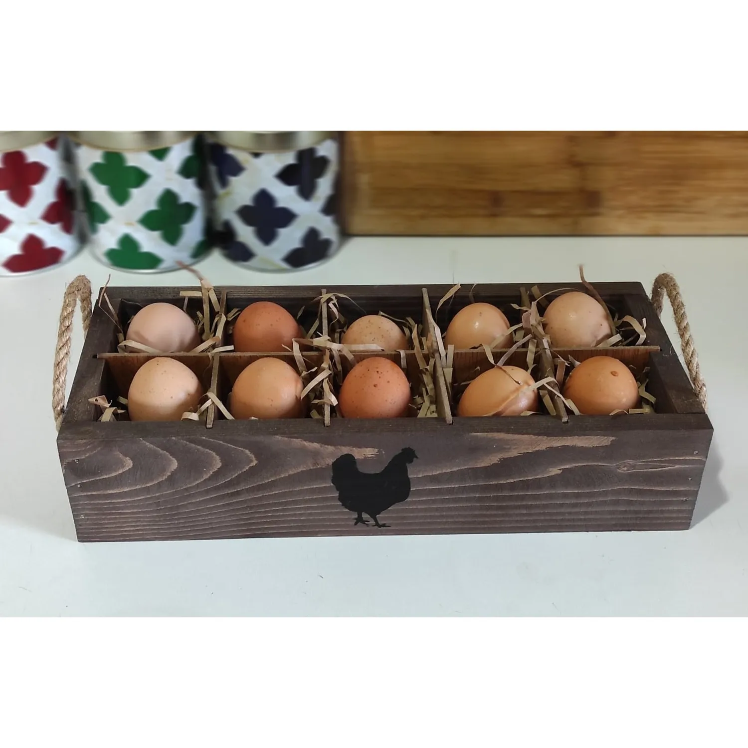 

Wooden Egg Storage Rack 1 Tiers Refrigerator Egg Organizer Container 10 Grid Space Saving Kitchen Egg Holder Natural Farm's Life