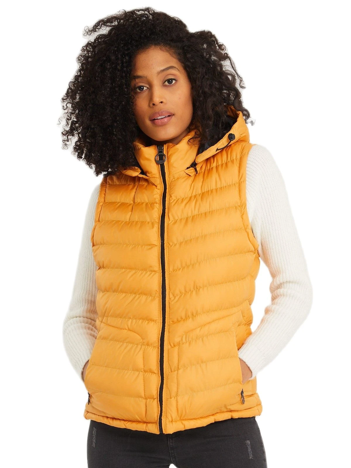 Kaxindeb Womens Hooded Outwear Vest Lightweight Zipper Up Padded Gilet With Pockets