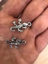 20 piezas de dijes Gecko Lizard 25x15mm tibetano bronce plata Color colgantes joyería antigua fabricación artesanal DIY