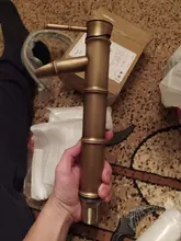 Basin Faucet Hot-And-Cold-Water-Tap Bamboo-Style Bronze Single-Handle Antique Brass Finish
