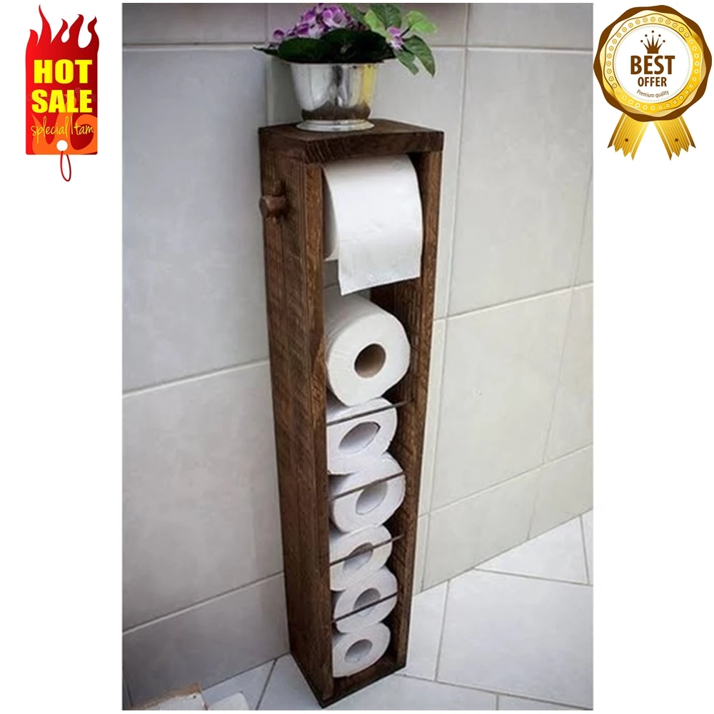 Roll Toilet Paper Holder With Shelf And Stand Storage Container