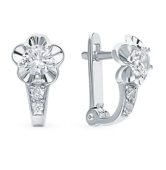 

Silver earrings with cubic zirconia sunlight sample 925 test