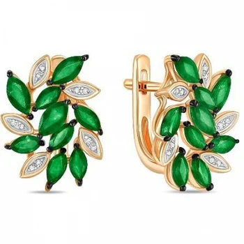 

Lucas gold emerald diamond earrings in red gold