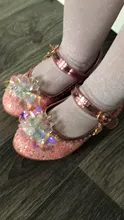 Disney Frozen-zapatos de princesa Elsa para niñas, Sandalias de tacón alto informales con purpurina de cristal de cuero, color rosa, azul y plateado