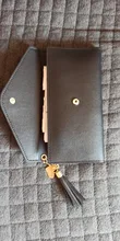 Cartera de piel sintética para mujer, monedero cartera borla, tarjetero, bolso de mano tipo monedero