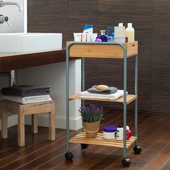 

Bamboo Bathroom Organiser Trolley
