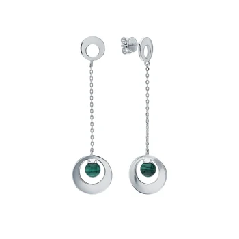 

Silver earrings with malachite sunlight sample 925