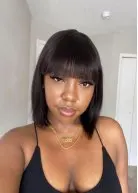 Bob corto pelucas de cabello humano brasileño liso, pelucas de corte corto Remy para mujeres negras, Color Natural, pelucas de máquina completa con explosión