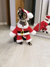 Apparel Costume Christmas-Clothes Dog-Suit Pet-Coat Santa-Claus with Winter Gomaomi Cap