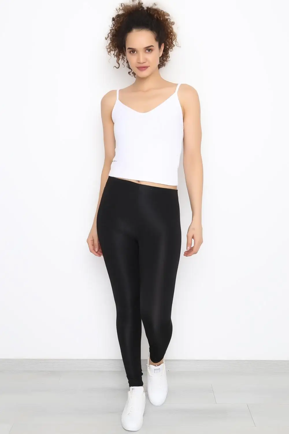 New Fashion Black Colour Women's High Waist Bright Fit Spandex Tights