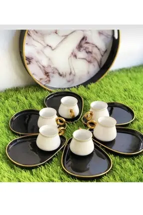 

Turkish coffee mugs stylish decorated 6 pieces set with gift box