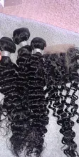 Rosabeauty-mechones de ondas profundas de 28 y 30 pulgadas, cabello humano peruano Remy con cierre de encaje, rizos con agua, 5x5