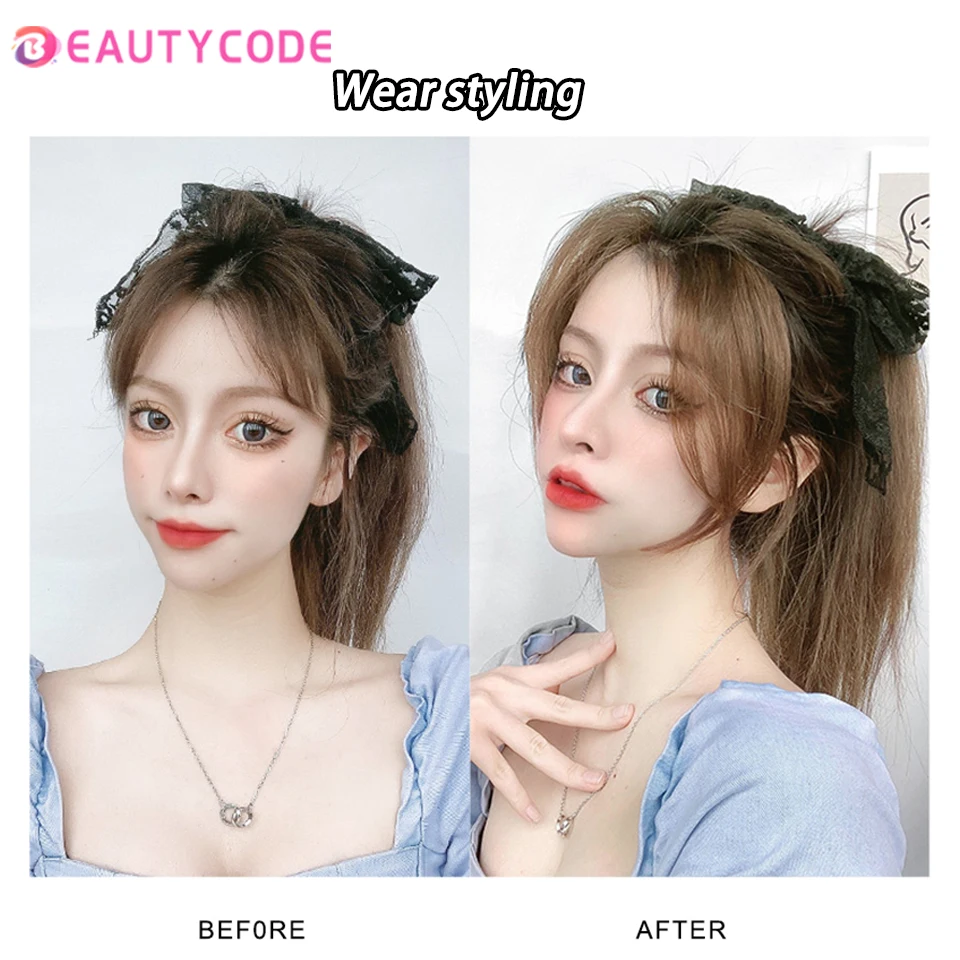 Women Fringe Clip In Hair Bangs Hairpiece Synthesis Hair Middle Part Two Sides Bang Piece Clip In Extensions synthetic bangs,synthetic hair extension