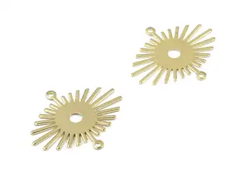 

Brass Sun Earring Connector - Raw Brass Sun Connector - Brass 2 Hole Connector - 24Pcs/Lot - 23.95x20.42x0.76mm - PP3437