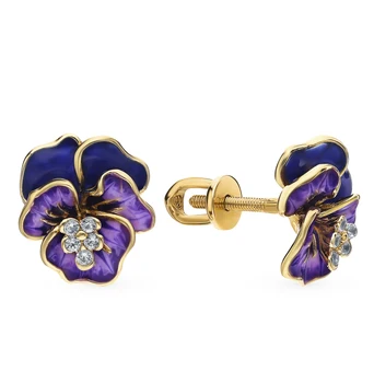 

Gold earrings with sapphires and sunlight enamel sample 585 test