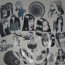 Pegatina de cómic de Horror para monopatín, adhesivo impermeable de Anime japonés Tomie, para equipaje y portátil, color blanco y negro, 10/21/49/50/56 Uds.