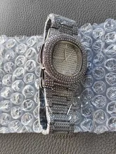 Reloj de moda con diamantes de acero para hombre, cronógrafo de Hip Hop, de lujo, dorado, masculino, 2021
