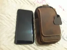 Riñonera de cuero auténtico para hombre, Bolso pequeño de piel de vaca, a la moda, con gancho, riñonera, funda para teléfono de 5,5 , 1609