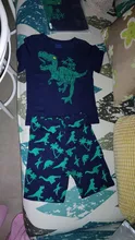 Conjunto de pijama de verano para niños, ropa de dormir de algodón de manga corta con diseño de dinosaurio, para niños de 2 a 7 años