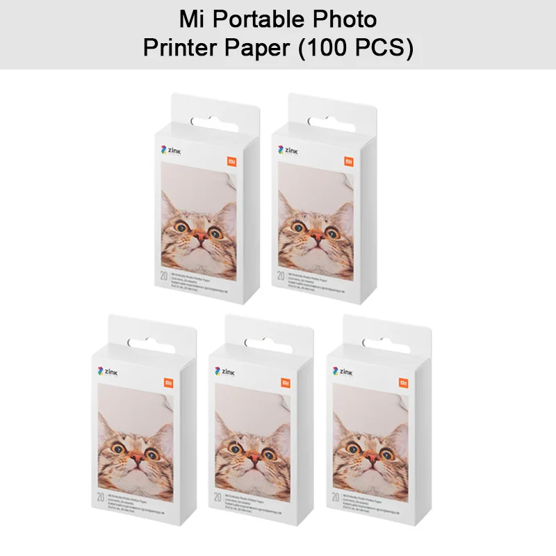 Original Xiaomi ZINK Portable Printer Paper Self-adhesive Photo Color Print 20/60/100/200 Sheets 3-inch Mini Sticker Design 