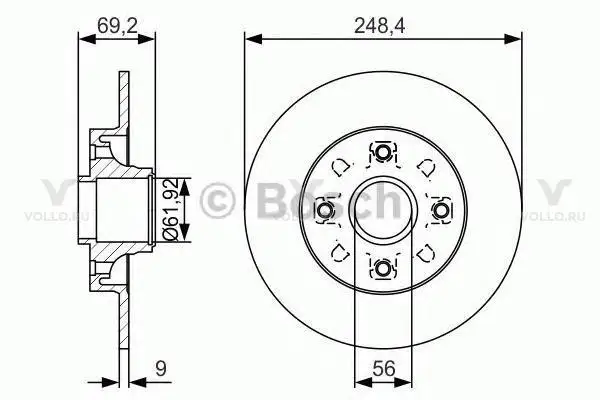 0986479s43 bosch тормозной диск задний