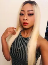 Facebeauty-mechones de pelo liso Remy brasileño degradado, rubio oscuro, 1B 613, paquete de 3/4 con cierre Frontal de malla de 13x4, pieza media gratis